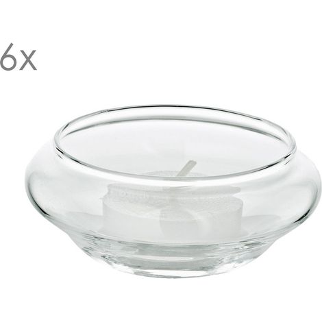 Lot de 6 Photophores Flottants en Verre Soufflé à la Bouche Ø 8 cm H 4 cm - PANGIVO