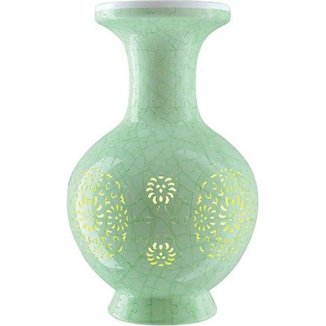 Vase puzzle lumineux 3D, kit de bricolage pour créer un vase à fleurs et puzzles 3D pour adultes, puzzle en jade céladon pour la décoration intérieure (1/5)