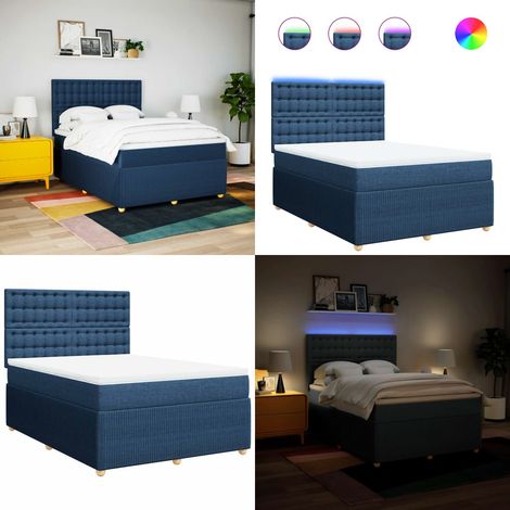 vidaXL Sommier à lattes de lit avec matelas Bleu 160x200 cm Tissu (1/5)