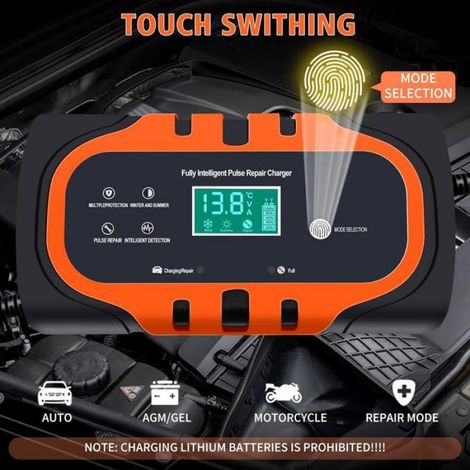 Chargeur Batterie 12V 10A - Pour Voiture Moto Camion Tondeuse Bateau - Écran LCD Intelligent - Ventilateur Refroidissement - Réparation Impulsion - Protection Multiple (1/4)