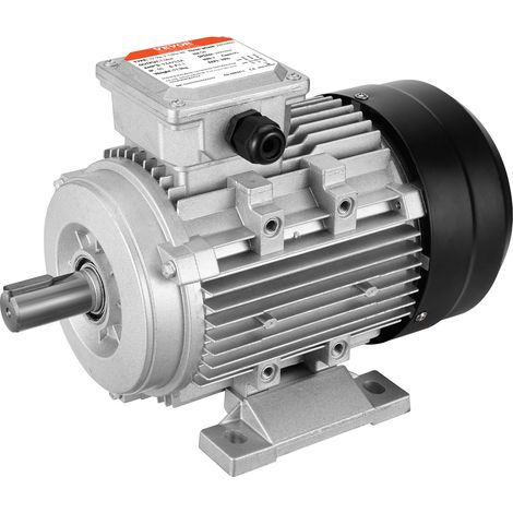 VEVOR Motor electrico 1.5KW 3000 rpm, AC 230V/400V 9.5A/3.5A, 90L, marco B3, motor compresor de aire trifásico, eje con llave de 24 mm, rotación CW/CCW para maquinaria agrícola y equipos generales
