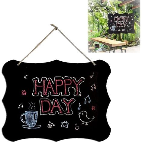 Memo Board, Wooden Chalkboard, Erasable Message Board, Hanging Message Board, Double-Sided Mini Chalkboards for Weddings, Birthdays, Parties, Menu Boards (30 x 20 cm) (1/5)