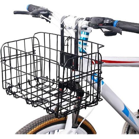 Cesta para bicicleta，Cesta delantera profesional para bicicleta，Cesta universal para manillar，Caja para bicicleta，Malla fina de acero，Negra (1/5)