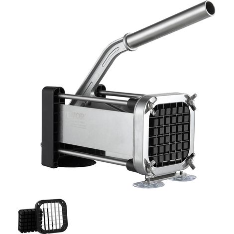 VEVOR Tagliapatatine con Lama in Acciaio Inossidabile da 1,27 cm, Tagliapatate Manuale e Tritatutto con Ventose, Ideale per Patate Patate Fritte Cetrioli Verdure, Taglierino per Patatine Nero Argento