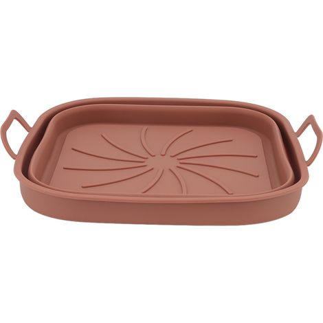 Ortviai Panier en silicone pour friteuse air chaud – 2 pièces, antiadhésif, résistant à 220 °C, brun (1/4)