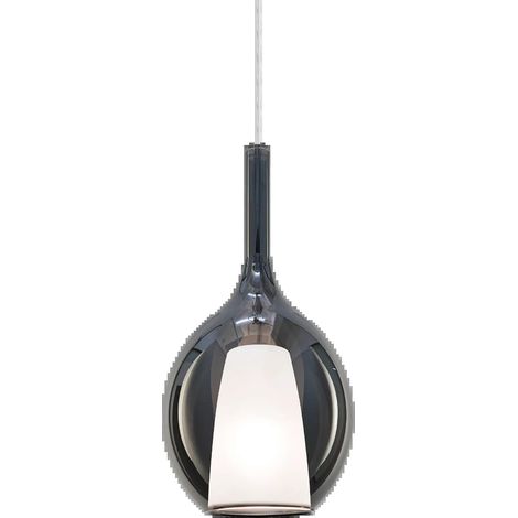 KALIQUE LAMPADARIO SOSPESO 1 LUCE ATTACCO E27 DOPPIO VETRO SATINATO E FUME' 18X36CM