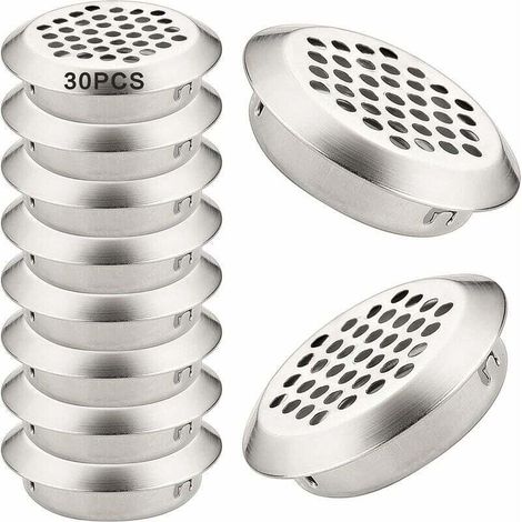 Grille de Ventilation Ronde Inox 30 Pcs Grille d'évacuation d'air 35mm Grille Aeration Grille Ventilation Inoxydable pour Cuisine Meubles Bouche (1/5)