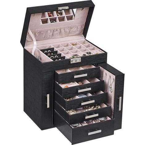 MINKUROW Portagioielli Portagioielli Da Donna 6 Ripiani E 2 Cassetti Per Collane Portagioielli E Organizer Portaoggetti Grande Per Gioielli Collane Anelli Orecchini Orologi (1/5)