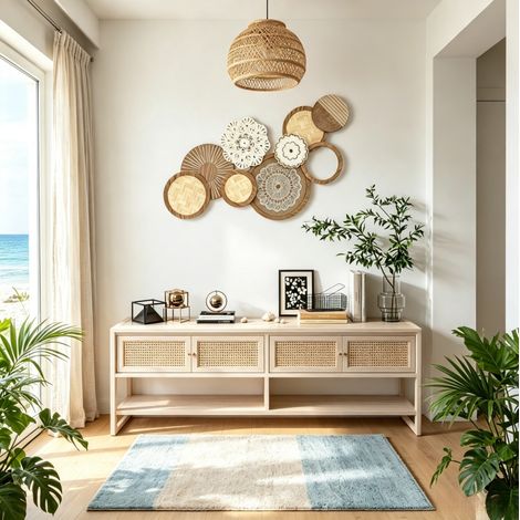 Decorazione murale in legno, scultura MDF con pannelli in bambù, 83,8 x 44,5 cm DESVIAE (1/5)