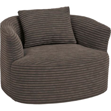 [NON UTILIZZATO] Poltrona HHG-663, sedia lounge elegante, relax imbottita cocktail, stoffa/tessuto a coste (370 g/m²), marrone