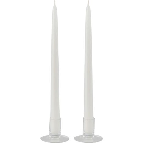 Candela classica a stelo laccata bianco decorazione per interno 30 X 2,2 cm