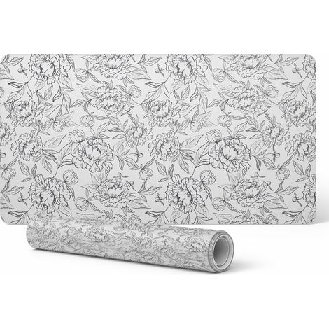 Alfombrilla protectora moderna para teclado con estampado floral contorneado, 90x45 cm.