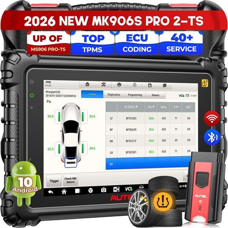 MaxiCOM MK906S PRO2-TS Car Diagnostic Tool, 2026 V2.0 Version of MS906 PRO-TS MK906 PRO TS MS906 PRO MP900TS, Advanced TPMS & ECU Coding, 3K+ Bidirectional Scanner, 40+ Service, CAN FD DoIP, AutoScan  (1/5)