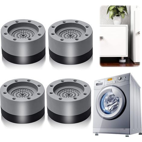 Patins Anti Vibration, 4 Pièces Pieds en Caoutchouc pour Machine à Laver Coussinets Pied de Machine à Laver Tampon Anti-vibration, pour machine à laver et sèche-linge (gris3.5cm) (1/5)