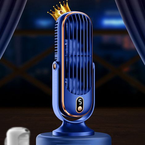 Ventilateur de bureau 1800 mAh USB, moteur sans balais, oscillant et silencieux, 5 vitesses, format tour, pour la maison, la voiture ou le bureau (bleu). (1/5)