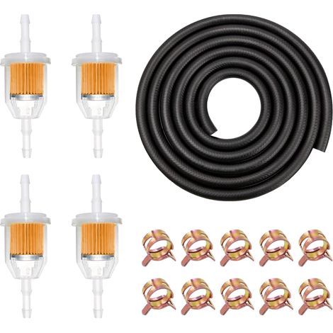 Fuel Hose Kit 2 Metres Fuel Line Diameter 5 mm Fuel Hose  Petrol Hose Petrol Filter Moped with 10 Hose Clamps and 4 Fuel Filters for Car Motorcycle Scooter (1/5)