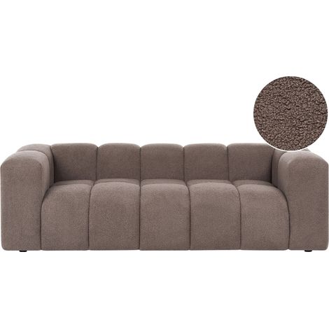 3 Seater Sofa Taupe Boucle with Armrests Modern Japandi Style Living Room ANTOLA (1/5)
