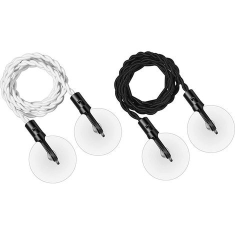 Two-piece travel clothesline set (black + white), portable retractable clothesline with hooks and suction cups. (1/5)