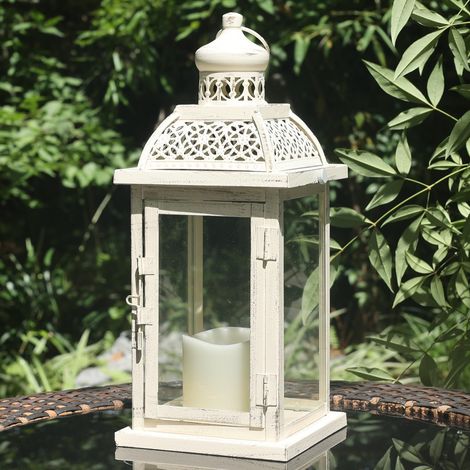 Lanterne décorative pour intérieur et extérieur, 36,8 cm, Grandes lanternes à Bougie avec Verre Transparent, bougeoirs Vintage en métal à Suspendre, étagère de Ferme, décoration de Mariage, (1/5)