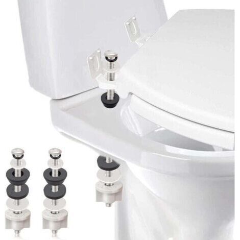 Kit de 2 boulons de charnière universels pour abattant de toilette , boulons de toilette robustes, rondelles en acier inoxydable et caoutchouc étanches avec écrou extra long, vis de verrouillage (1/4)