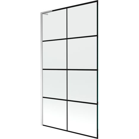 Mexen Next L Badewannenfaltwand 1-flügelig 100 x 150 cm, schwarzes Muster, Chrom - 895-100-000-03-77-01 (1/5)