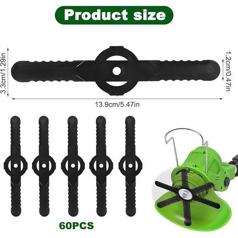 60 Pièces Tondeuse À Gazon, 14 Cm Lame Coupe Bordure,Lames En Plastique De Rechange,Diamètre Du Trou:5 Mm, Lame Plastique Debrouissalleuses Pour Coupe-Bordures, Tondeuses À Gazon, Jardin Et Pelouse (1/5)