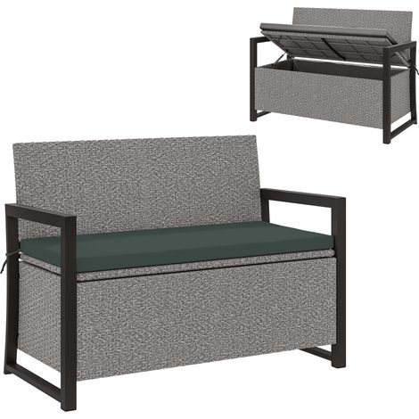 Grey Garden Bench with Cushion-151.5L Storage Solution for Outdoor Spaces