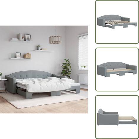 Lit de jour avec gigogne sans matelas gris clair 90x200 cm - Canapé Convertible - Lit Deux Places - Lit Tiroir - Meuble Multifonction - Literie