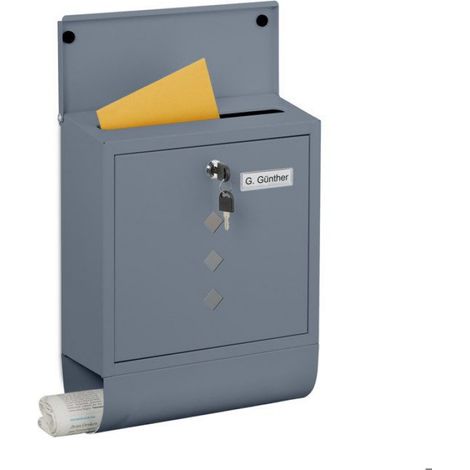 Boite Aux Lettres - Fer Poudre - 38 x 31 x 14 cm - Porte-Journaux Integre - Serrure Batteuse - 4 Clefs (1/5)