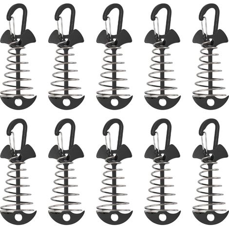 CCYKXA Oberflächenanker, windfeste Aluminiumlegierung, Fischgräten-Zeltnägel mit Federverschluss, tragbarer Windseilanker für Outdoor-Camping, 10 Stück