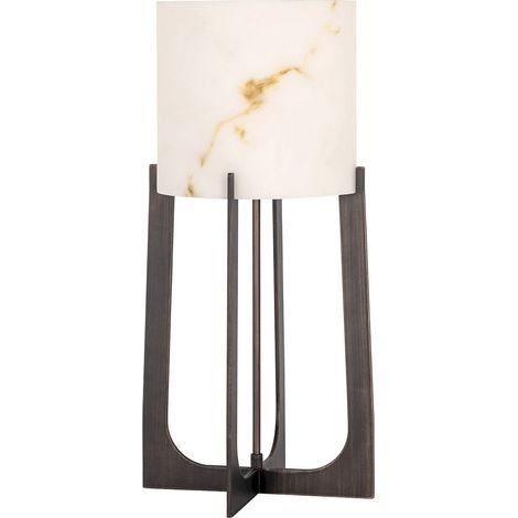 Lampe de table bronze effet marbre design élégant et moderne - Bronze foncé et marbre blanc veiné or (1/5)