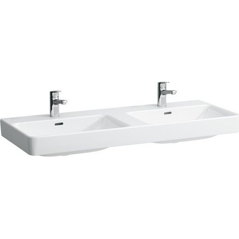 Lavabo double LAUFEN PRO S 1200 x 460 mm avec trop-plein, version 1 trou robinet blanc LCC LAUFEN