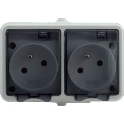 HYDRO WEISSE STECKDOSE 2X2P+Z SPLASH CLASS SMOKE BLADE