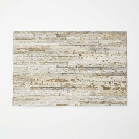 HOMESCAPES Gold & Grey Leather Placemats Set of 4