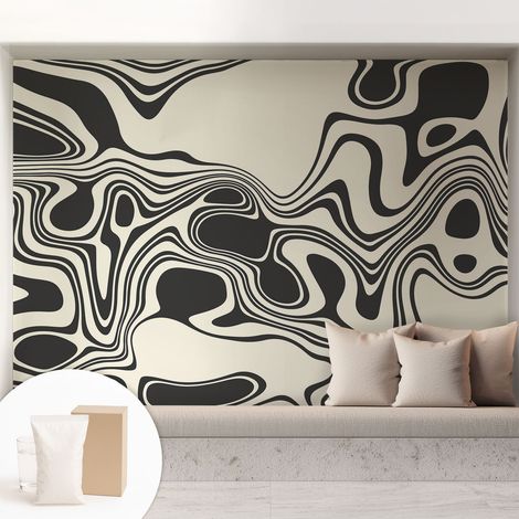 Carta Da Parati Non Tessuto - Con Colla Inclusa per Camera da Letto - Facile da Applica - Motivo decorativo Linee dinamiche 208x146 cm (1/5)