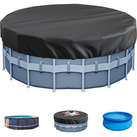 Housse ronde d'hiver pour piscine hors sol, 15Ft, idéale pour piscine hors sol,bâche de piscine, imperméable et résistante à la poussière (noir) (1/5)