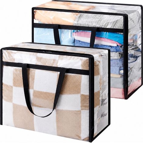 Sac de rangement transparent pour vêtements, grande capacité, en PVC imperméable, organisateur de couette pour dortoir, 40 L (95 L) x 2 pièces (1/5)