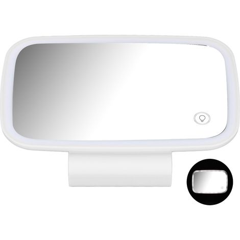 Pare-soleil de voiture avec miroir de maquillage intégré, éclairage LED, écran tactile, installation facile, clip de fixation rétractable, blanc (1/5)