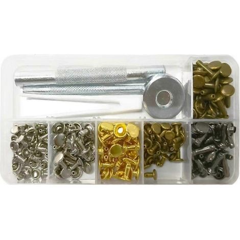 Rapid Rivets Doppelnietenset für die Reparatur von Kleidung, Schuhen, Taschen und Gürteln