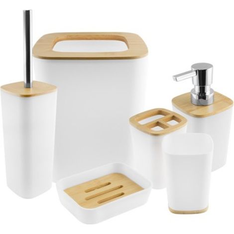 Set De Baño 6 Piezas Blanco Bambú