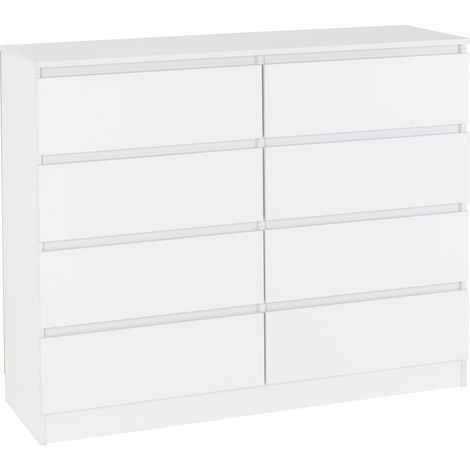 Malvern 8 Drawer Chest - L40 x W121.5 x H100 cm - White (1/5)