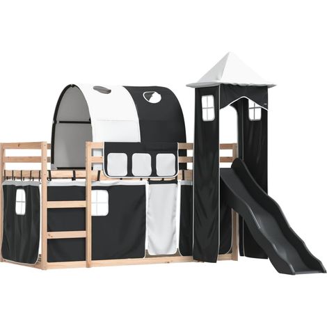 Bunk Bed without Mattress with Slide White and Black 80x200 cm vidaXL (1/4)