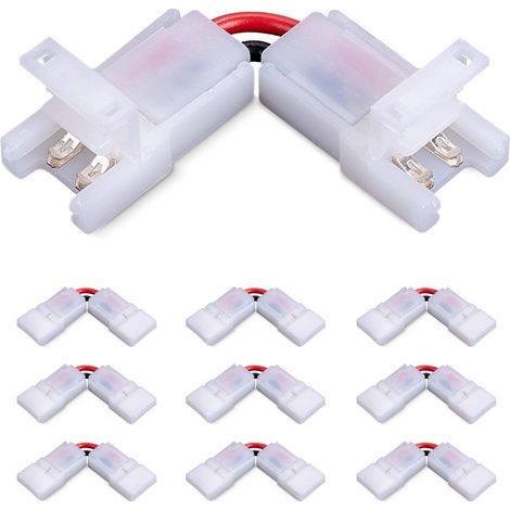 Connecteur Ruban LED à 2 broches pour coin angle droit 90 angle Tournage Connexion de 8mm Wide Simple couleur LED Strip Bande 12V 24V Max ampères 8 mm (1/4)