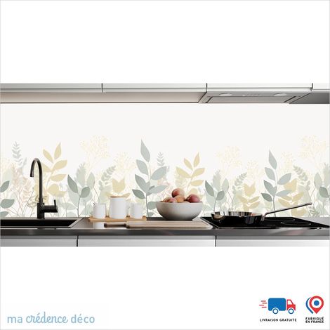 Crédence : Dessin et fleurs sauvages 4 - Couleur Beige sable - Alu composite - 120 - 60 (1/3)