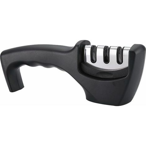 Aiguiseur Couteaux, 3 en 1 Aiguiseur de Couteaux Professionnel, Manuel Affuteur Couteaux Affûteur, Eguiseur de Couteau pour Couteaux en Acier Inoxydable de Toutes Tailles(Noir), (1/5)