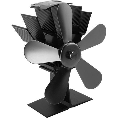 5-Blade Heat-Powered Fan for Wood Stove/Log/Fireplace – Environmentally Friendly (Black) A (1/4)