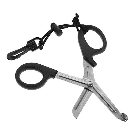 Forbici da sub in acciaio inox con corda di salvataggio - Accessori per immersioni, per la sicurezza dei subacquei e per un utilizzo portatile - Ideali per tagliare detriti subacquei e piante acquatic (1/5)