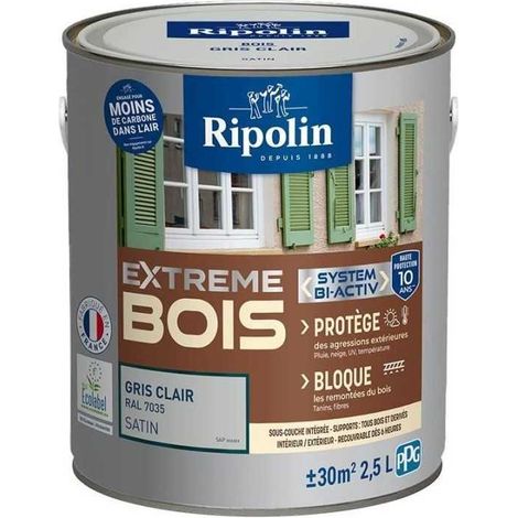 RIPOLIN Peinture pour bois intérieur et extérieur - Gris clair Ral 7035 satin - 2,5 L (1/3)