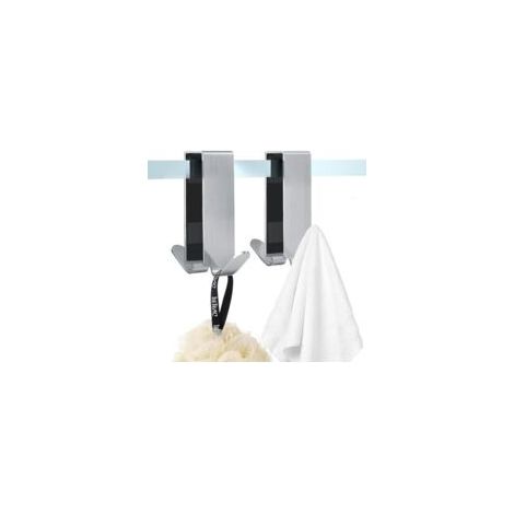 2er-Set Handtuchhaken ohne Bohren – Edelstahl – Duschkabine – Handtuchhalter – Doppelseitig – Für Glasstärken von 0,6 bis 1,1 cm – Länge – Crezuo