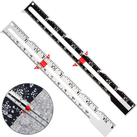2 Pièces Jauge de Couture Jauge Coulissante en Métal Outil de Mesure de Couture Règle de Jauge de Courtepointe pour Fournitures de Tricot Artisanat Couture Ourlet Couture Mesure pour Débutants